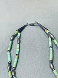 Rare Earlier Vintage Native American Navajo Green Turquise Heishi Sterling Silver Necklace-Nativo Arts