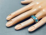 Rar Eben Morgan Vintage Native American Navajo Turquoise Inlay Sterling Silver Ring Old-Nativo Arts