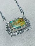 Omg Vintage Native American Navajo Green Turquoise Sterling Silver Necklace-Nativo Arts