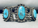 Very Old 1920's/30's Heavy! Vintage Native American Navajo Turquoise Sterling Silver Bracelet-Nativo Arts