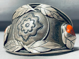 Museum Quality Vintage Native American Navajo Concho Coral Sterling Silver Bracelet-Nativo Arts
