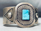 Keoni Famly Vintage Native American Navajo Turquoise Sterling Silver Concho Bracelet
