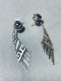 Native American One Of The Best Vintage Lakota Blue Gem Turquoise Sterling Silver Earrings-Nativo Arts