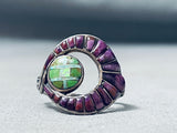 One Of The Most Unique Vintage Gaspiite Sterling Silver Inlay Ring
