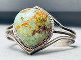Super Protruding Dome Vintage Native American Navajo Green Turquoise Sterling Silver Bracelet-Nativo Arts