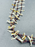 Family Of Doves Vintage Native American Navajo Bird Sterling Silver Heishi Necklace-Nativo Arts