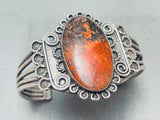 Stunning Vintage Native American Navajo Petrified Wood Sterling Silver Bracelet