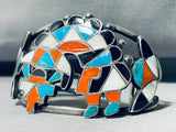 One Of Best Ever Early Vintage Zuni Inlay Sterling Silver Turquoise Bracelet-Nativo Arts