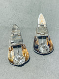 Dropdead Fab!!! Unique Vintage Native American Navajo Sterling Silver Ranger Buckle Earrings-Nativo Arts