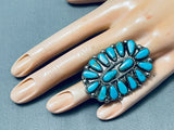 Massive Vintage Native American Navajo Turquoise Sterling Silver Cluster Ring