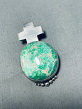 Signed Vintage Native American Navajo Damale Turquoise Sterling Silver Cross Pendant-Nativo Arts