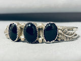 Eyecatching Vintage Native American Navajo Onyx Sterling Silver Bracelet-Nativo Arts