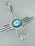 Fabulous Native American Navajo Red Mountain Turquoise Sterling Silver Zia Necklace-Nativo Arts