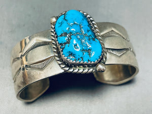 Remarkable Vintage Native American Navajo Sleeping Beauty Turquoise Sterling Silver Bracelet-Nativo Arts