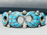Important Vintage Native American Zuni Turquoise Sterling Silver Inlay Bracelet-Nativo Arts