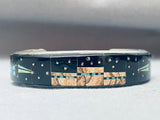 7.5 Inch Vintage Native American Navajo Space Inlay Sterling Silver Turquoise Bracelet-Nativo Arts