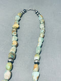 Signed Native American Navajo Royston Turquoise Sterling Silver Cross Necklace-Nativo Arts