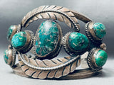 One Of Best Ever Vintage Native American Navajo Leaf Green Turquoise Sterling Silver Bracelet-Nativo Arts