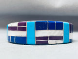 Mosaic Wall Vintage Navajo Turquoise Inlay Sterling Silver Bracelet-Nativo Arts