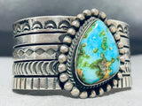 Signed Native American Navajo Carico Lake Turquoise Sterling Silver Bracelet-Nativo Arts
