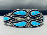 One Of The Coolest Vintage Native American Zuni Turquoise Sterling Silver Bracelet-Nativo Arts