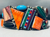One Of The Finest Vintage Native American Navajo Turquoise Inlay Sterling Silver Bracelet-Nativo Arts