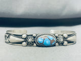 Beautiful Native American Navajo Golden Hill Turquoise Sterling Silver Signed Bracelet-Nativo Arts