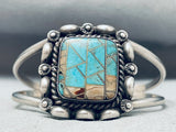 One Of The Coolest Vintage Native American Navajo Turquoise Inlay Sterling Silver Bracelet-Nativo Arts