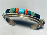 6 Inch Wrist Vintage Native American Navajo Lee Paulin Inlay Sterling Silver Turquoise Bracelet-Nativo Arts