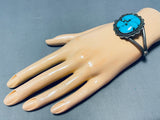 Gorgeous Vintage Native American Navajo Pilot Mountain Turquoise Sterling Silver Bracelet-Nativo Arts