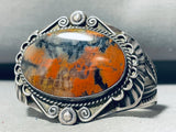 One F The Most Ornate Vintage Native American Navajo Petrified Wood Sterling Silver Bracelet-Nativo Arts