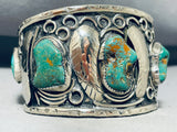 Husky Vintage Native American Navajo Royston Turquoise Sterling Silver Leaf Bracelet-Nativo Arts