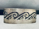 Impressive Vintage Native American Hopi Sterling Silver Overlay Waves Bracelet-Nativo Arts