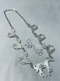 Intricate Horses Vintage Southwest Sterling Silver Turquoise Necklace-Nativo Arts