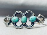 Domed Spiderweb Turquoise Vintage Native American Navajo Sterling Silver Bracelet