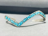 Authentic Vintage Native American Navajo Turquoise Chip Inlay Sterling Silver Bracelet-Nativo Arts