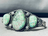 Viv Barbone!! Vintage Native American Navajo Carico Lake Turquoise Sterling Silver Bracelet-Nativo Arts