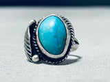 Impressive Vintage Native American Navajo Bisbee Turquoise Sterling Silver Ring-Nativo Arts