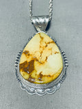 Rare Native American Navajo Signed Manassa Turquoise Sterling Silver J Nelson Necklace-Nativo Arts