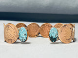 Unbelievable Native American Navajo Turquoiseusa Indian Head Cents Bracelet-Nativo Arts