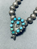 Native American Early Rare Vintage Zuni Turquoise Sterling Silver Choker Necklace Old-Nativo Arts