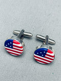 American Flag Rare Cal Desson Vintage Native American Navajo Sterling Silver Cufflinks-Nativo Arts