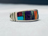 Very Intricate Vintage Native American Navajo Inlay Sterling Silver Ring-Nativo Arts