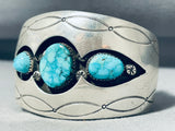 One Of A Kind Vintage Native American Navajo Carico Lake Turquoise Sterling Silver Bracelet-Nativo Arts