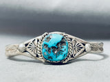 Important Santo Domingo Wayne Aguilar Turquoise Sterling Silver Bracelet-Nativo Arts