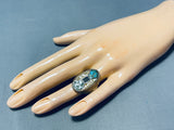 Illustrious Vintage Native American Navajo Turquoise Chip Inlay Sterling Silver Huge Ring-Nativo Arts
