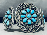 Gasp!! Vintage Native American Navajo Turquoise Sterling Silver Slag Bracelet Old-Nativo Arts