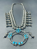 Two Sided Turquoise Coral Native American Navajo Sterling Silver Squash Blossom Necklace-Nativo Arts