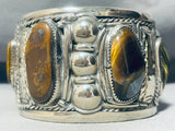 The Best Vintage Heavy Tigers Eye Native American Navajo Sterling Silver Bracelet-Nativo Arts