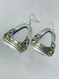 Native American Fascinating Vintage Sterling Silver Gold Craft Thomas Singer Earrings-Nativo Arts